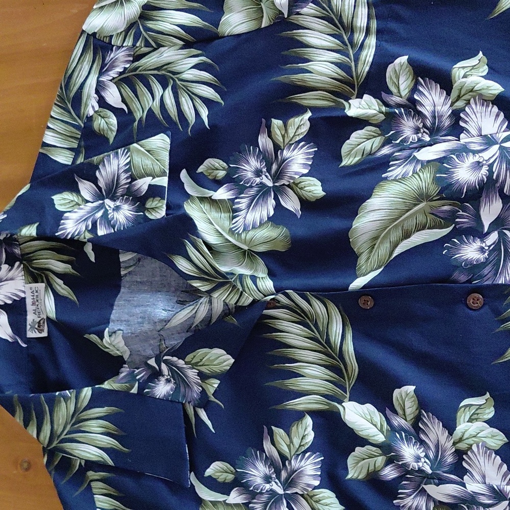 Aloha Republic Tropical Navy Womans 2X Hawaiian Shirt
